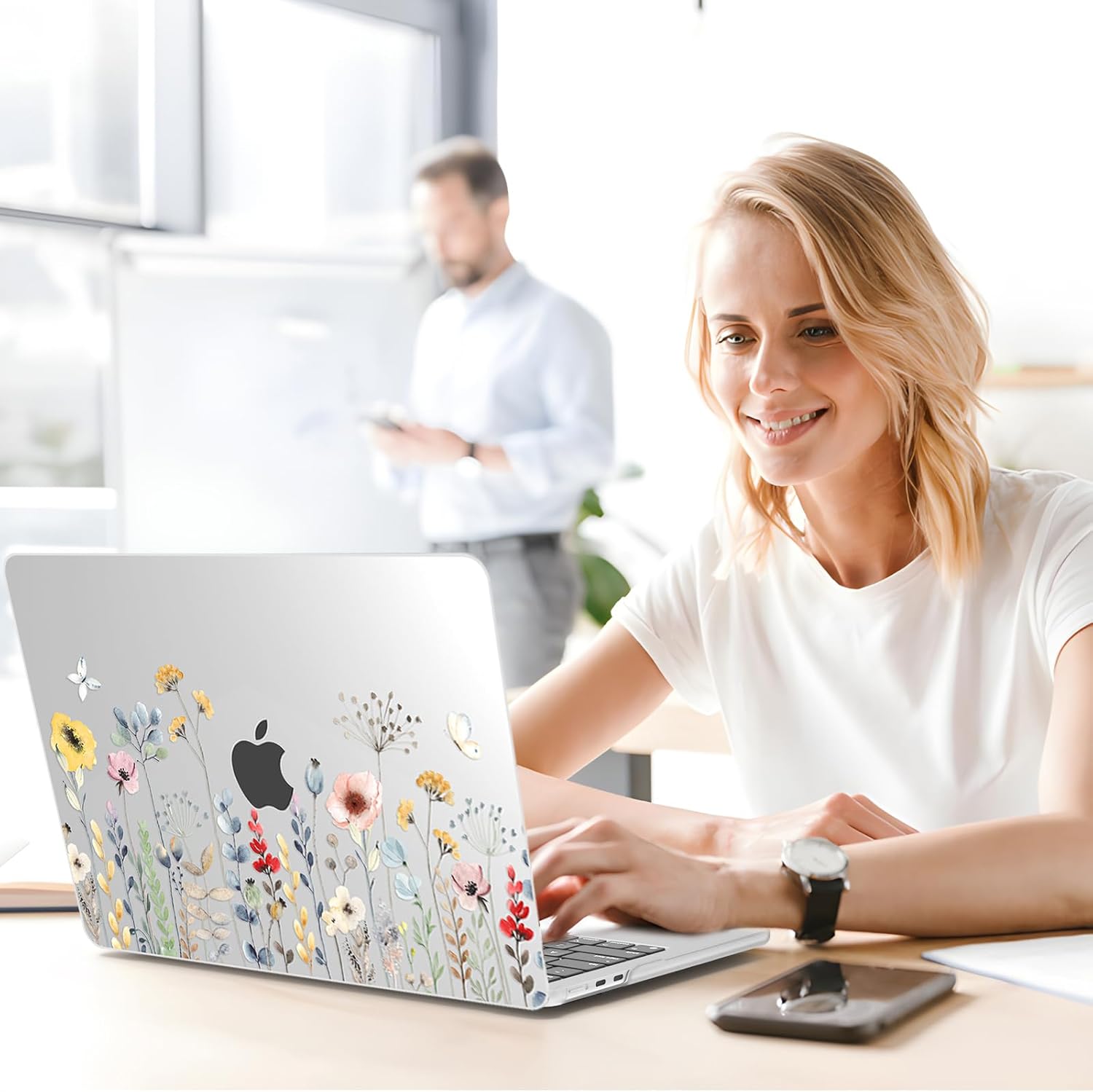 G JGOO Compatible with MacBook Air 13 inch Case 2026 2025 2024 2023 2022 M4 A3240 M3 A3113 M2 A2681, Clear Hard Shell for MacBook Air 13.6 inch Case + Keyboard Cover + Screen Protector, Garden Flower - Image 8