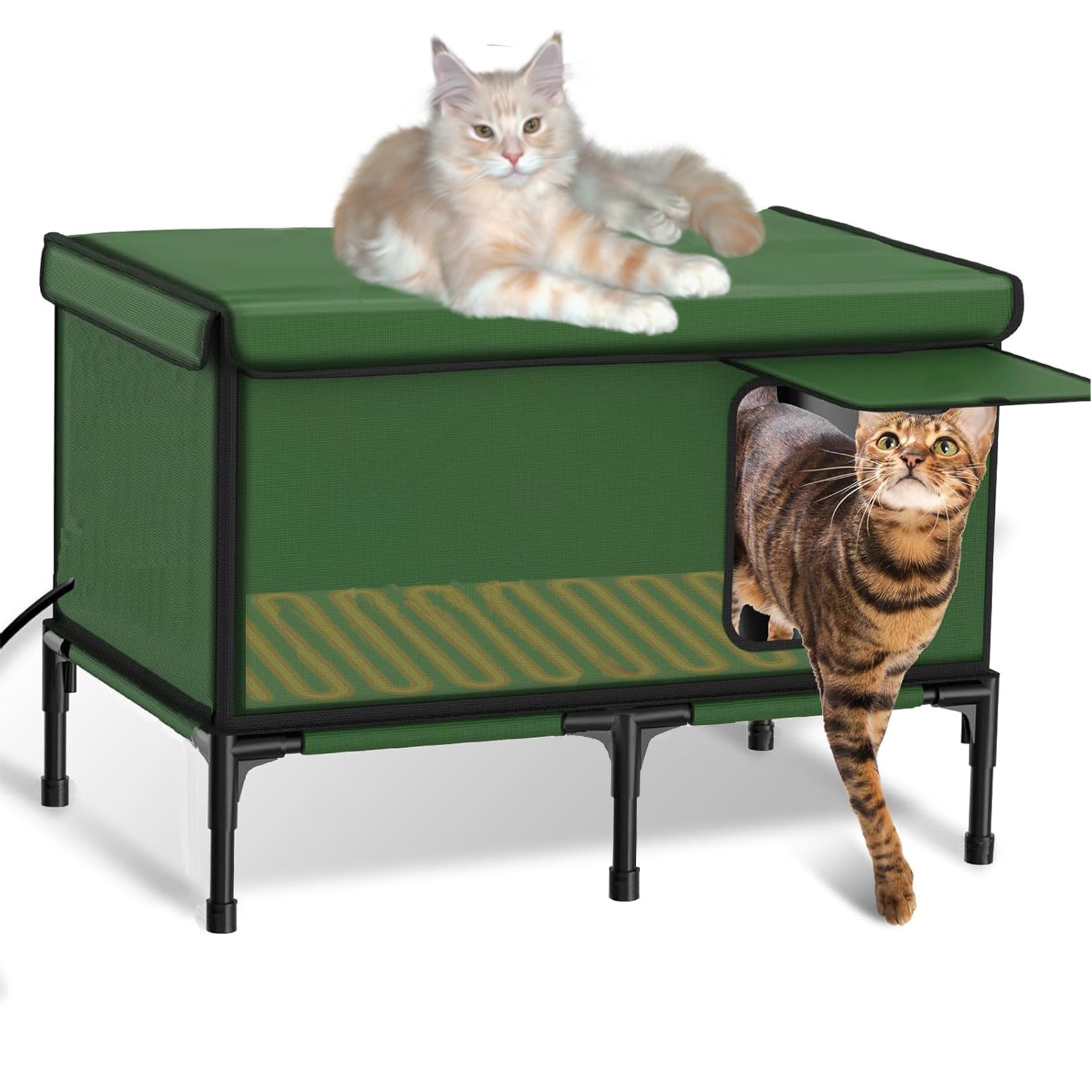 Large Outside Heated Cat House,Outside Cat House,Outside Waterproof Cat House.Stdily Heated Cat House,Outside Heated Shelter.with Pet Heating Pad,Rainproof Cat House.16 * 26 * 17 Inch