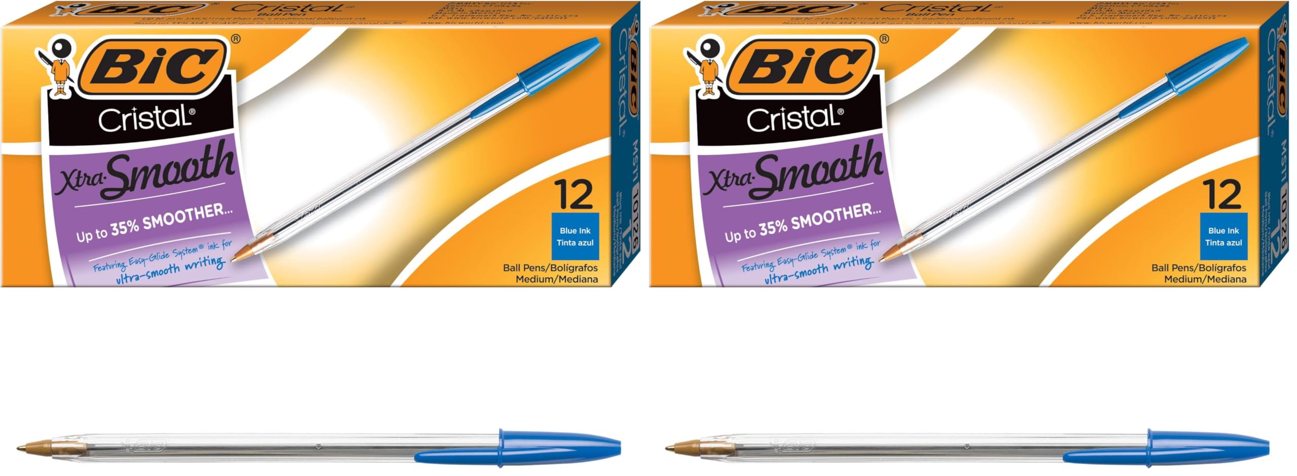 BIC Cristal Xtra Smooth Ballpoint Pen, For Everyday Writing Activities Medium Point