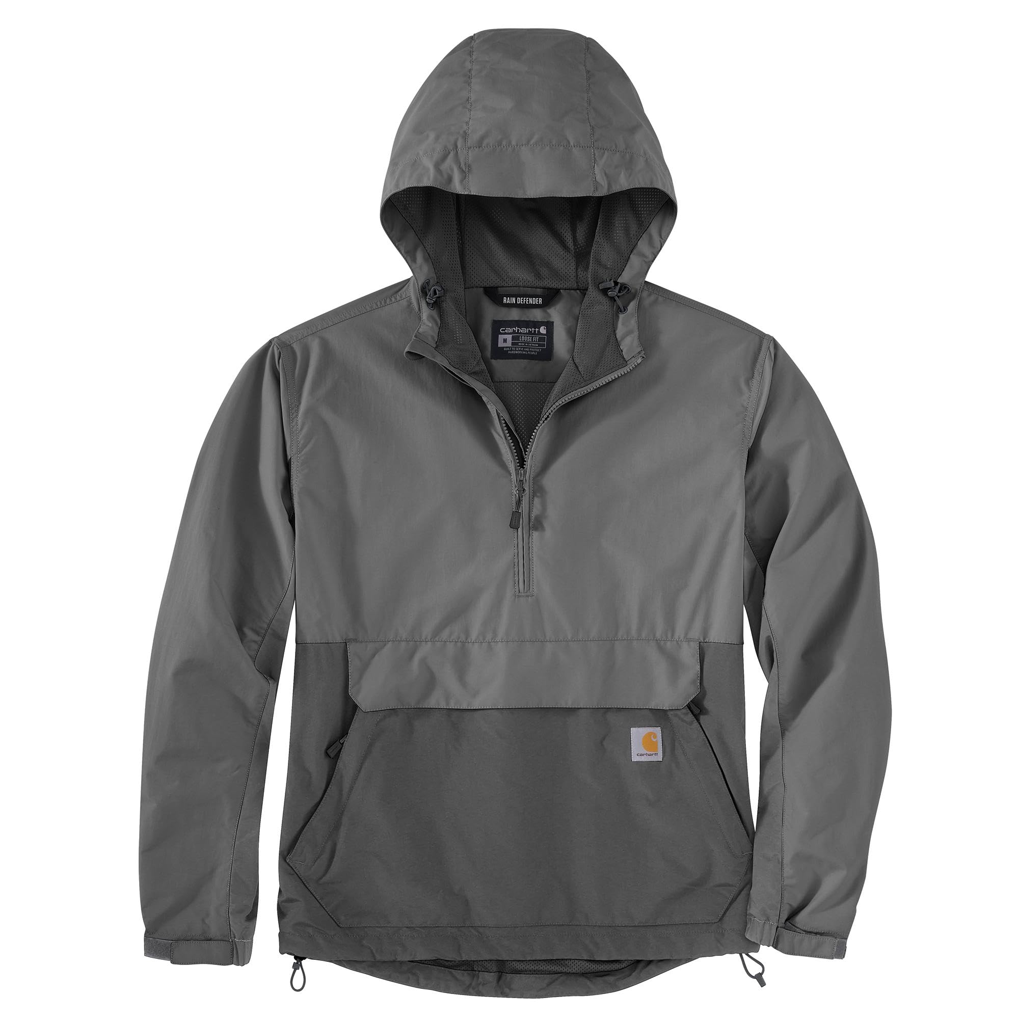 Carhartt Men's Rain Defender Loose Fit Lightweight Packable Anorak, Steel/Gravel, L