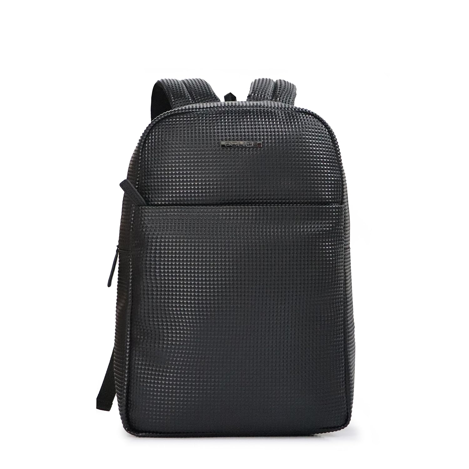 police PYRAMID PU Leather Laptop Backpack with Front Pocket for Men and Women | 15 Inches Stylish Lightweight Laptop Bag with Adjustable Padded Strap for Office Travel Personal Use - Black-picture-9