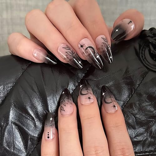 Halloween Press on Nails Almond Fake Nails Medium Length Glossy