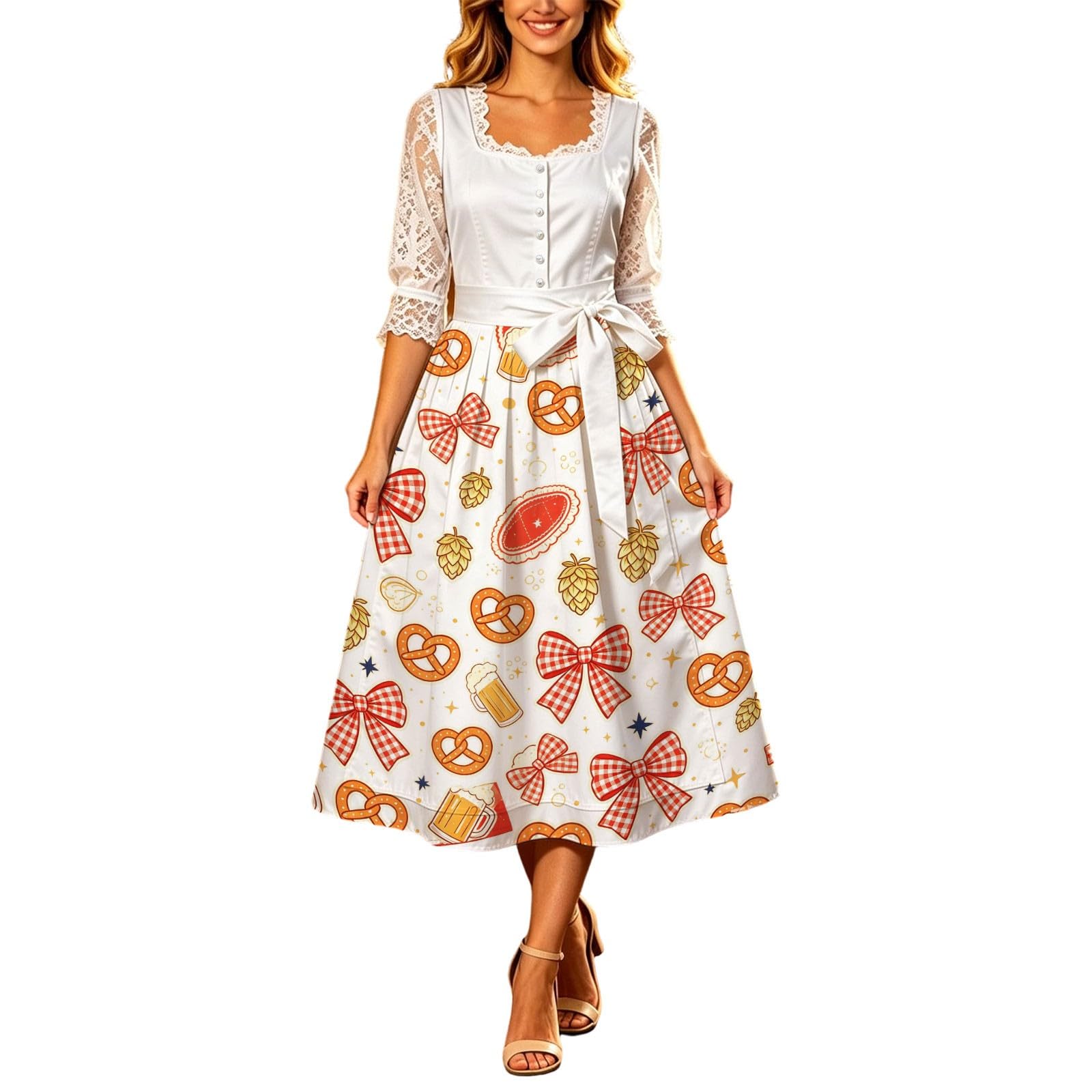 Robe imprimée Grande Taille pour Festival la bière, Style Brasserie Fluide, idéale au Quotidien.