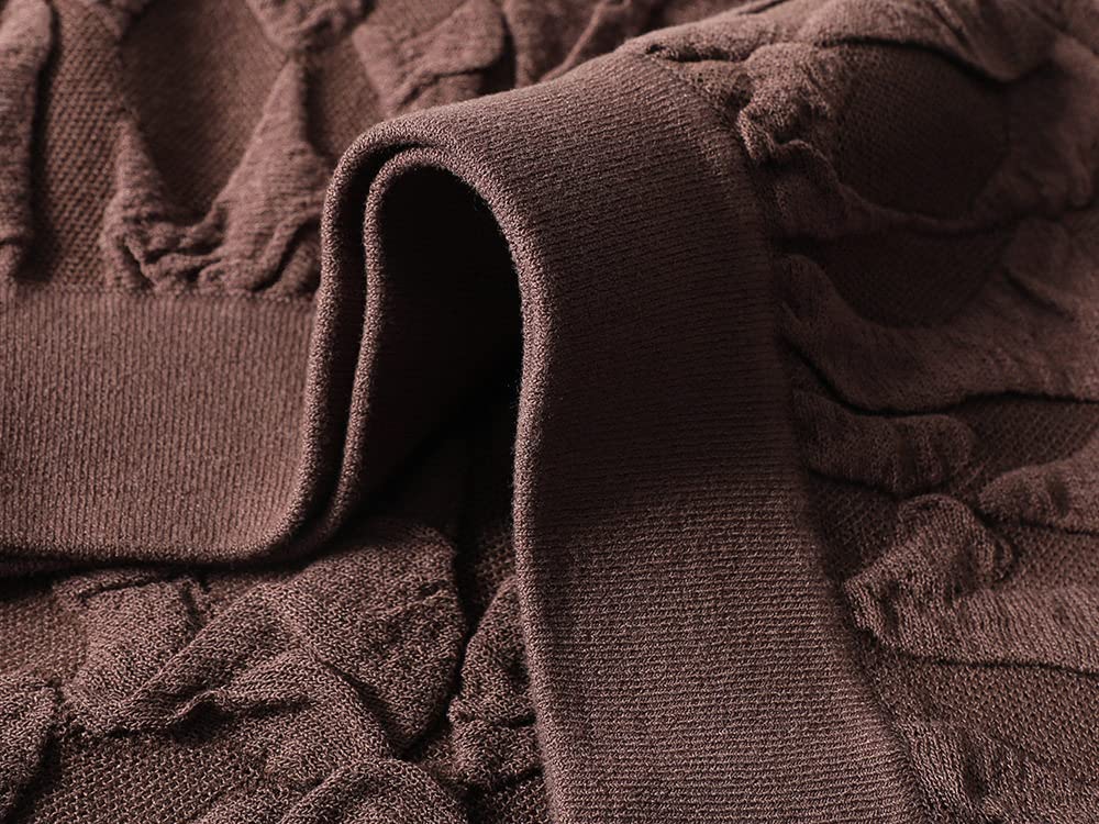 LUKX Rock Damen,Damen-Minirock Braun Elastischer Jacquard-Strick-Faltenrock Mit Hoher Taille Vintage A-Linie Swing Geraffter Eleganter Herbst-Winter-Kurzrock Für Mädchen Damen