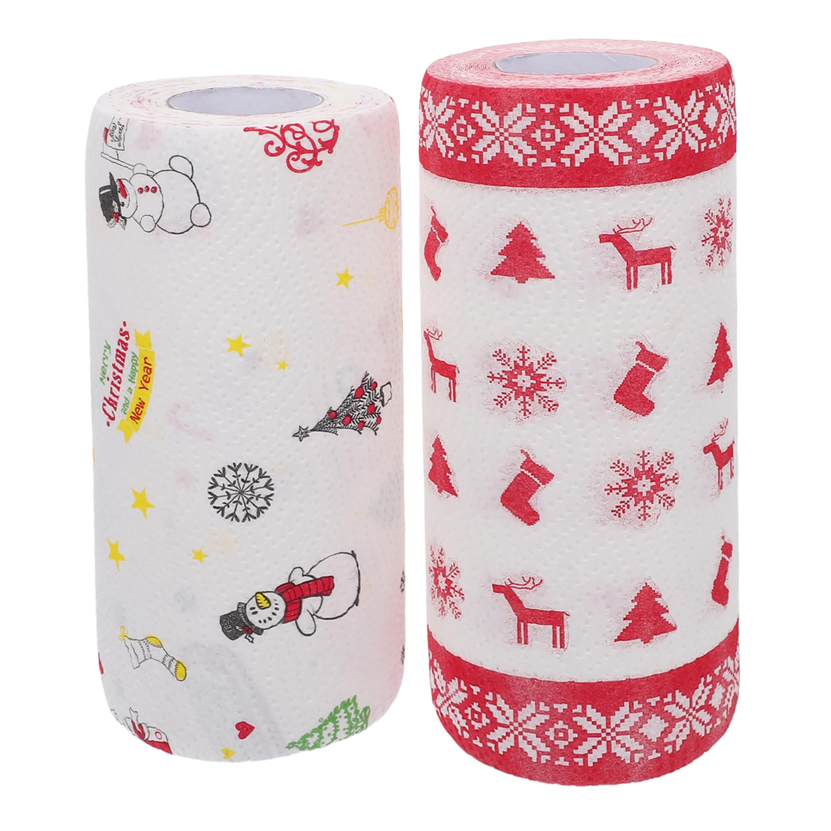 Homoyoyo Kitchen Roll Oil Absorbing Paper Liner Food Wrap Paper Grease Proof Christmas Themed 2 Rolls for Kitchen Picnic and Cafe