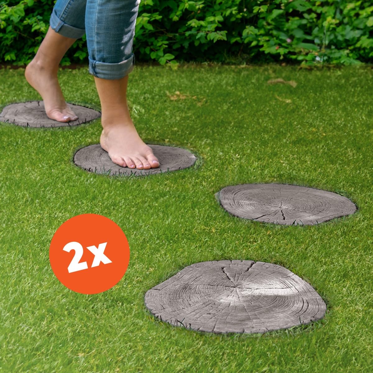 matches21 - Baumscheiben XXL Trittsteine Holzoptik Holzscheiben 1 Paar (2 STK.) Tritt-Steine Beton Garten Ø 30 cm