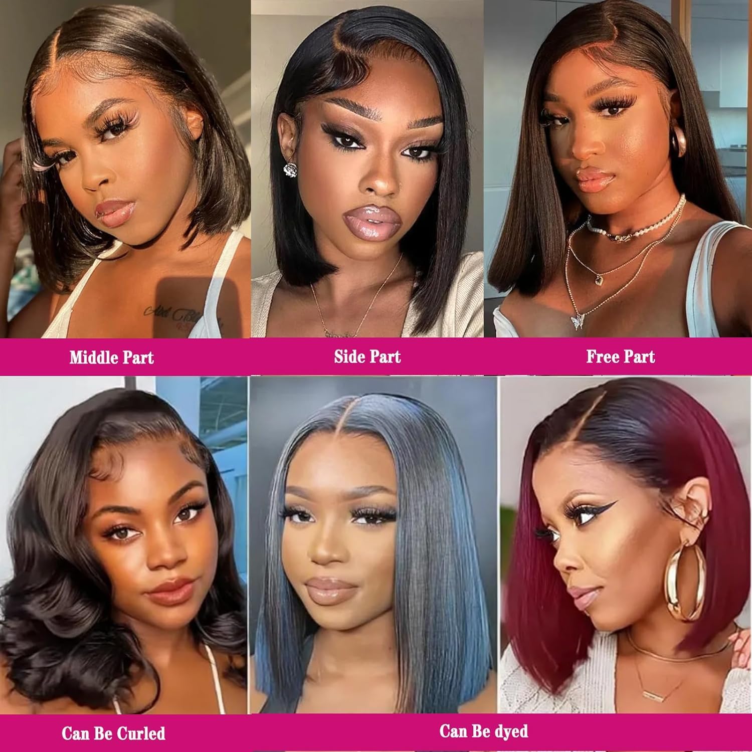 12 Inch Straight Bob Lace Front Wig Glueless Short Wigs Pre Plucked Side Part YIBUSI 12 Inch Human Hair Bob Wig 13x4 Frontal Lace, 180  main image 2