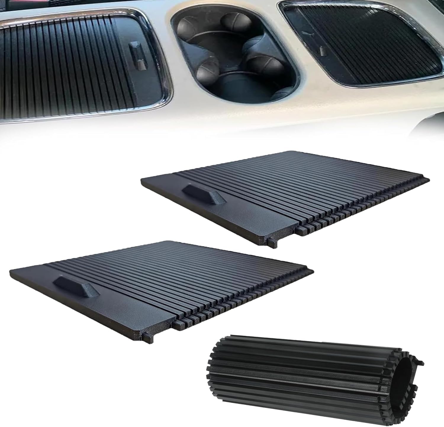 Photo 1 of Airaevce Center Console Cover Replacement Compatible with Dodge Caravan 2011–2019, Compatible with Chrysler Town,Compatible with Country, Sliding Center Storage Lid Covers, Rollable, Front Rear Set