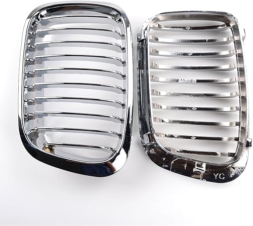 Astra Depot Conjunto izquierdo y derecho 2X cromo delantero capó riñón rejilla compatible para 1998-2001 E46 320i 323i 325i 328i 330I