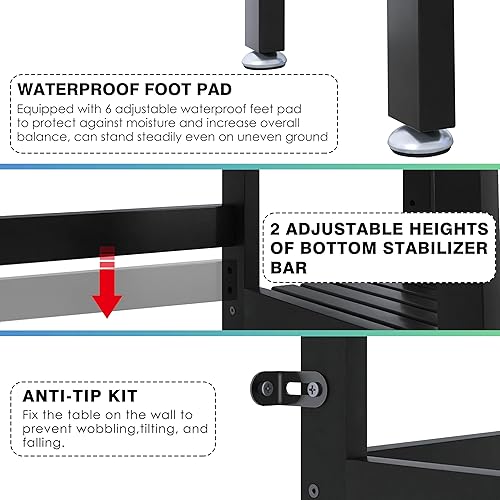 Miniatura 7 de SMIBUY Estante de almacenamiento sobre el inodoro, organizador de baño grande de bambú de 6 niveles con estantes laterales y 2 cajones, ahorro de