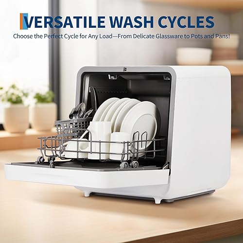 Miniatura 5 de Encimera portátil para lavavajillas con pantalla LED grande, no necesita plomería, tanque integrado de 5 litros y grifo de entrada doble, bomba