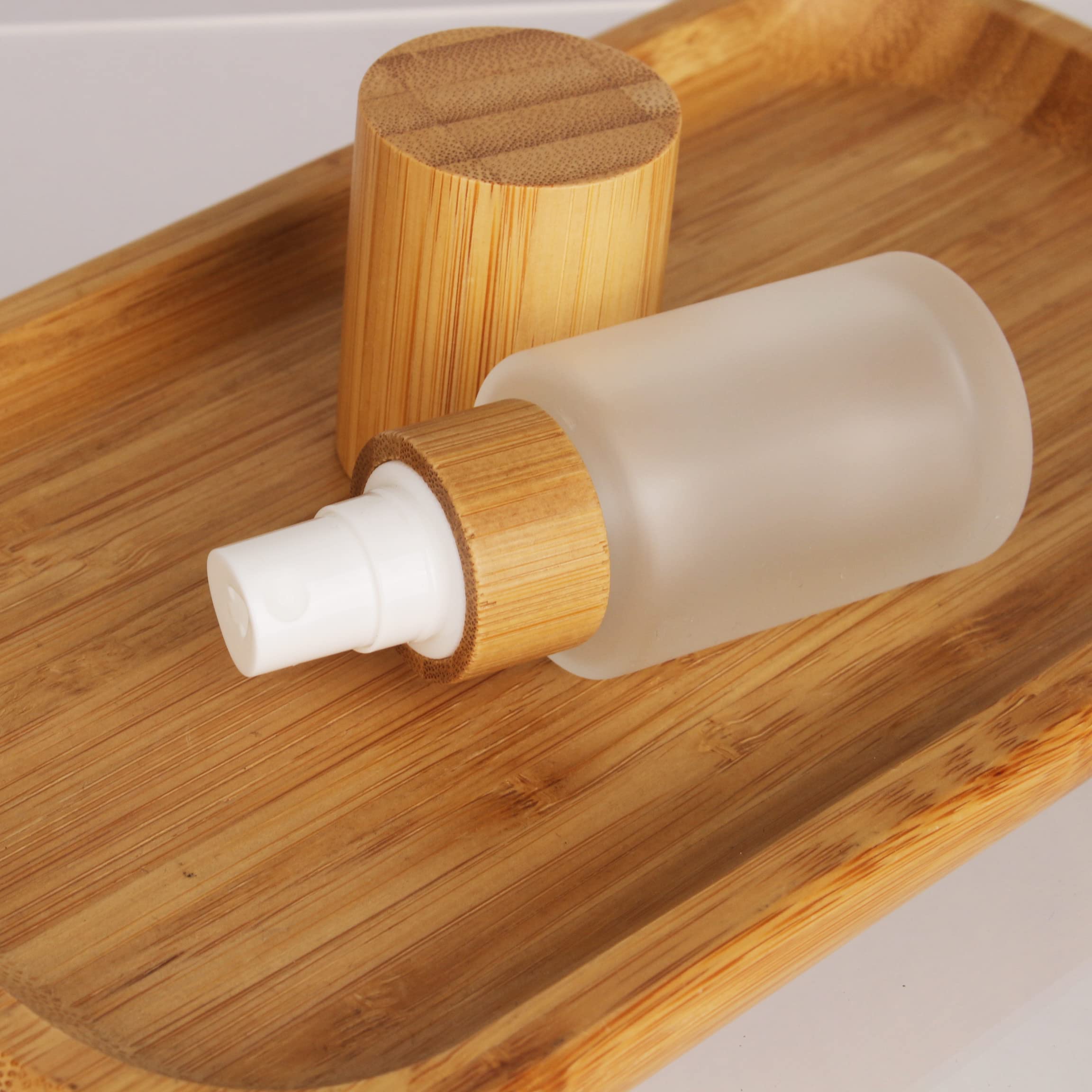 COSIDEA 6 flaconi vuoti da 30 ml in bambù con coperchio in vetro smerigliato spray con testa fine per profumi liquidi, articoli da toeletta toner
