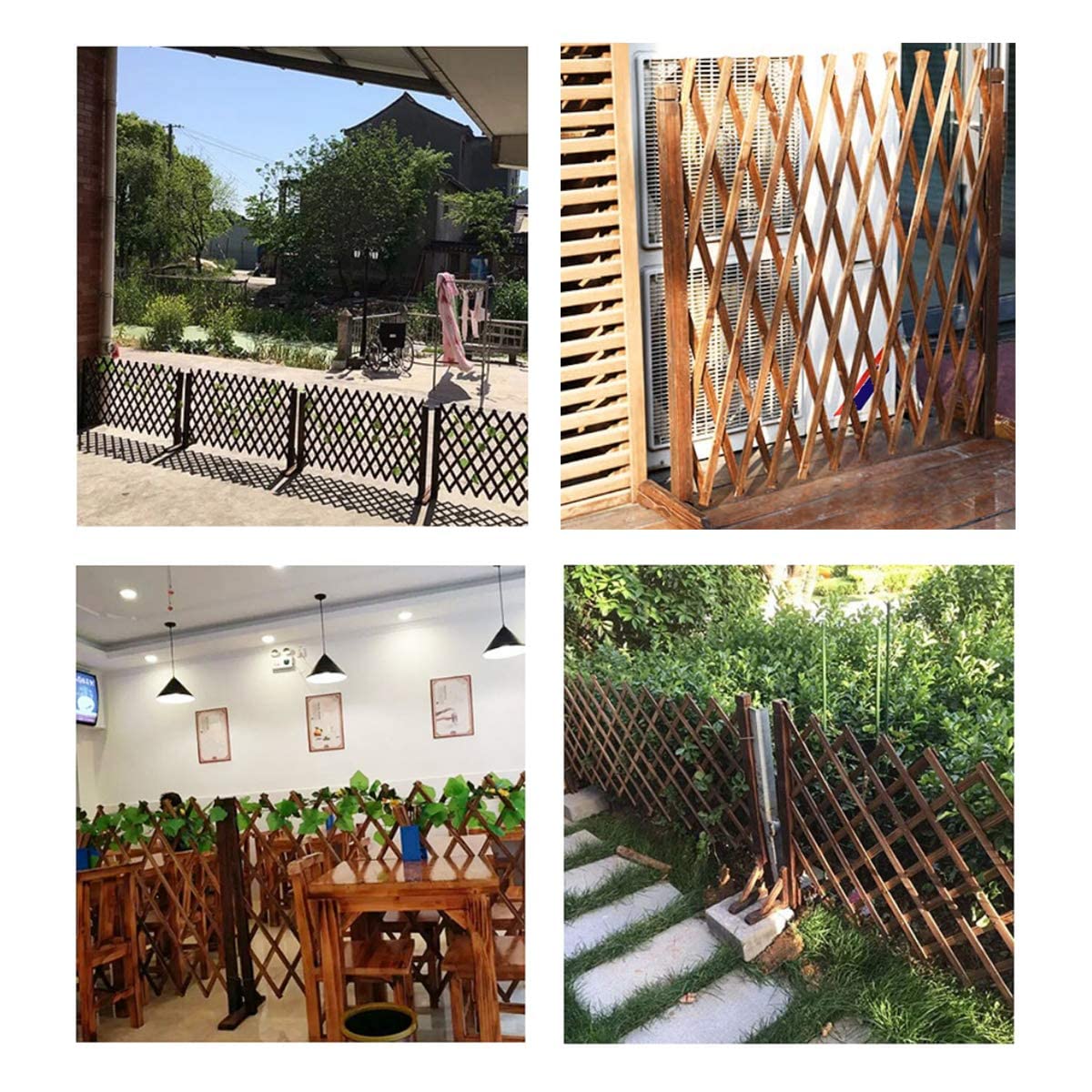 Nisorpa Par de paneles de valla expandibles, valla de enrejado de madera, valla de madera expandible, pantalla de jardín independiente, valla para perros y mascotas, para patio, césped, 34-160 cm