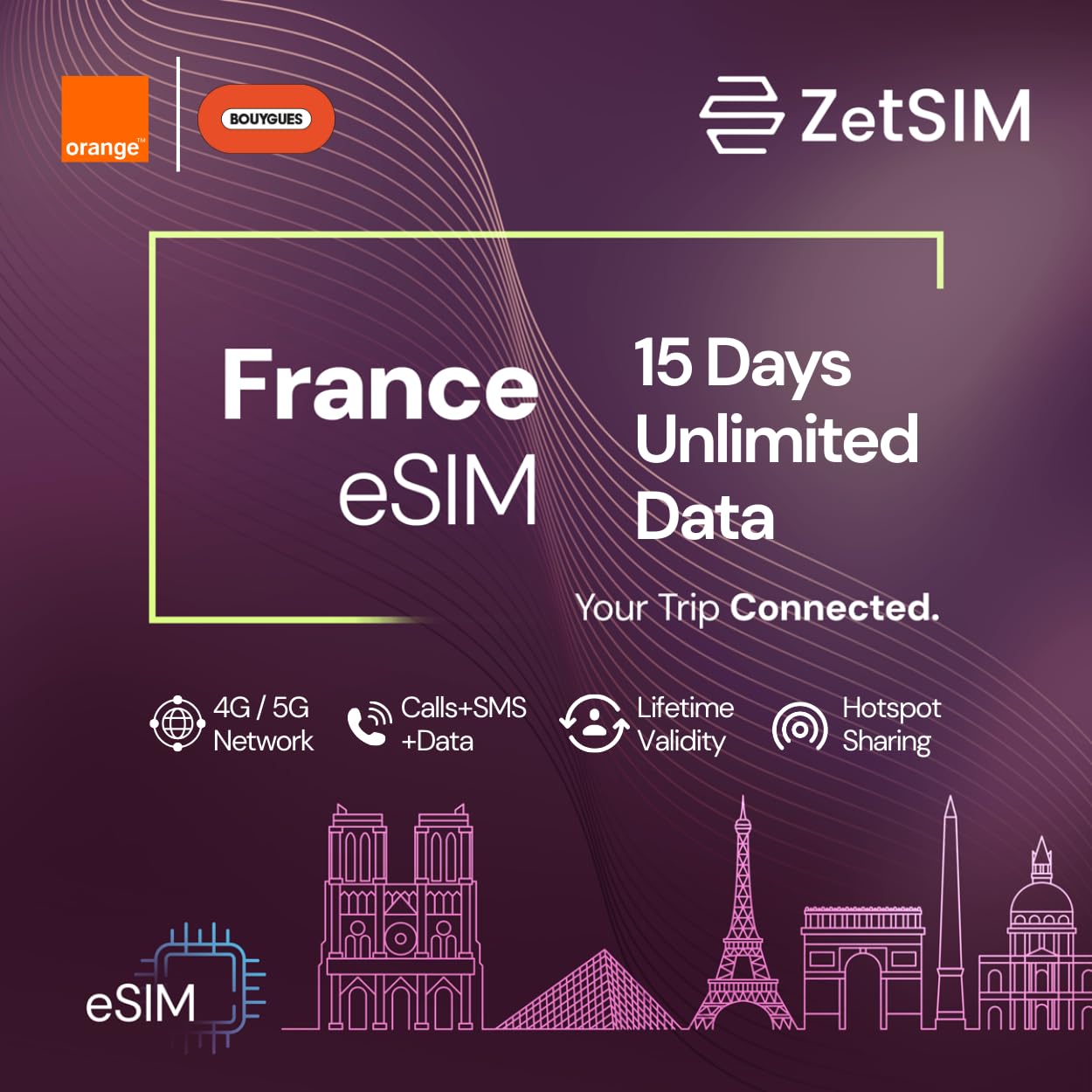 France Local eSIM | 15 Days Unlimited | 4G/5G High-Speed Data | One SIM for Lifetime | Instant QR Code Activation | Easy App Top-Up | Hotspot Sharing | No Contract-image-35