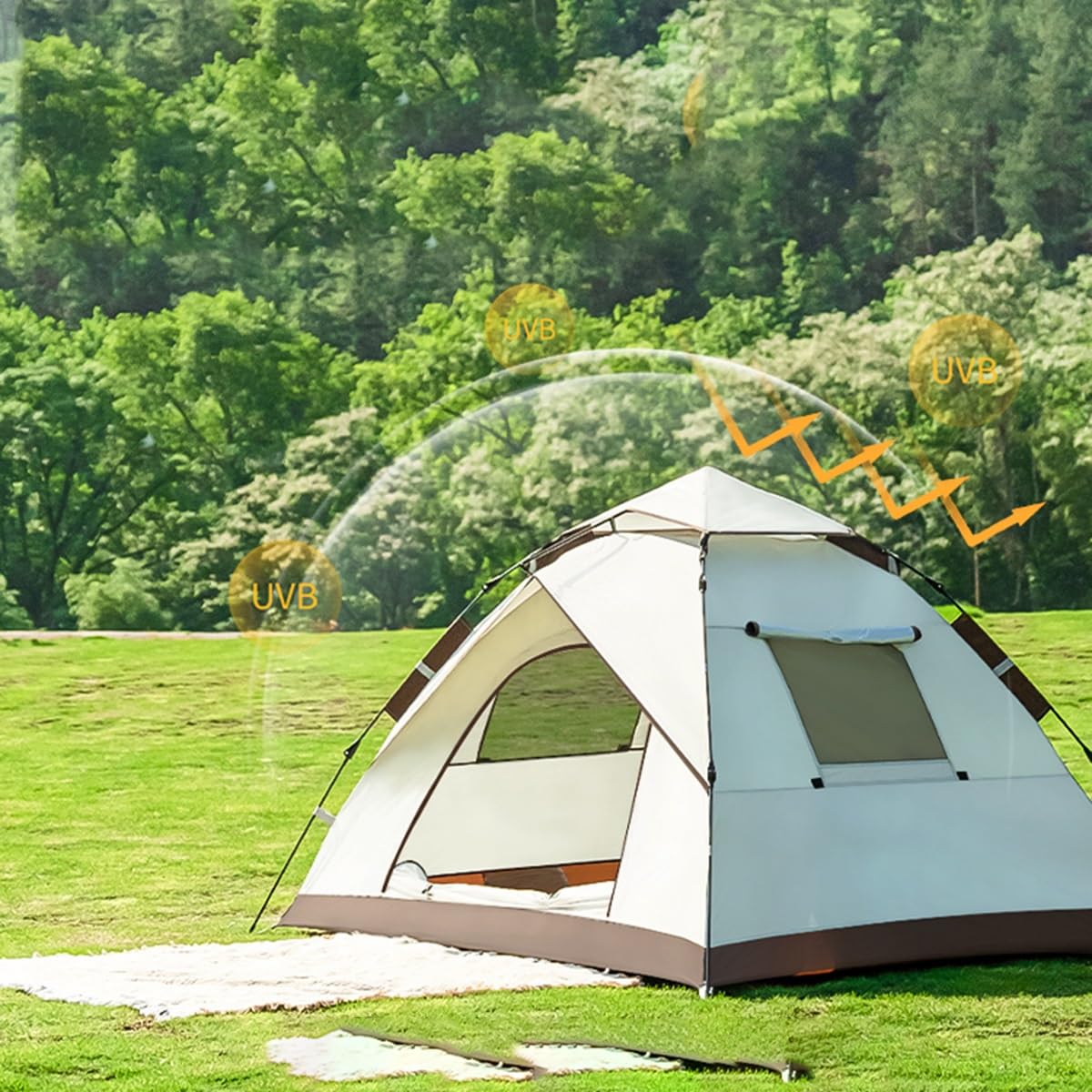 Tenda Da Spiaggia Pop Up Tenda Da Campeggio Automatica 2 Posti/3 Posti Con Finestra A Rete Per Il Campeggio Della Famiglia,Tende Zaino In Spalla,Facile Da Installare Tenda Per Escursioni (Color : /Kh