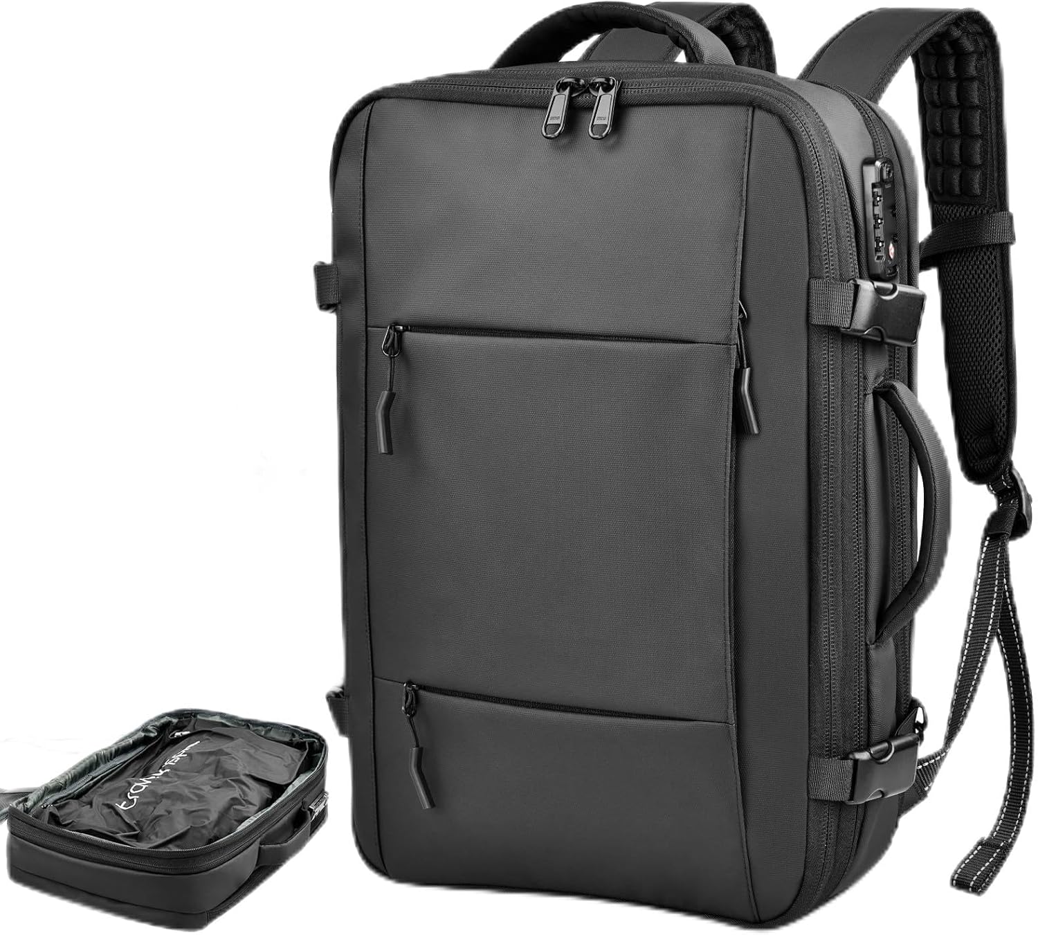 travel inspira Vacuum Compression Backpack 65L, Carry On Backpack with Electric Pump, TSA Lock, Water Resistant, Laptop Compartment for Travel, Camping, Business, Weekend Trips