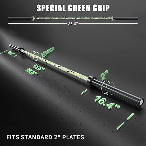 Miniatura 2 de TECHNOAGE Barra olímpica de 7 pies, capacidad de 1500 libras, barra olímpica de 45 libras, carga de barra olímpica de cromo sólido (placa de 2