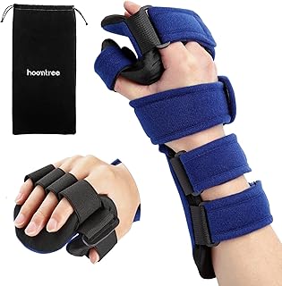 Stroke Resting Hand Splint Right&Left Resting Hand Splint with Finger Separator Functional Night Immobilizer Wrist Finger Brace for Carpel Tunnel Pain,Sprain Fracture,Tendonitis (Right,Blue)