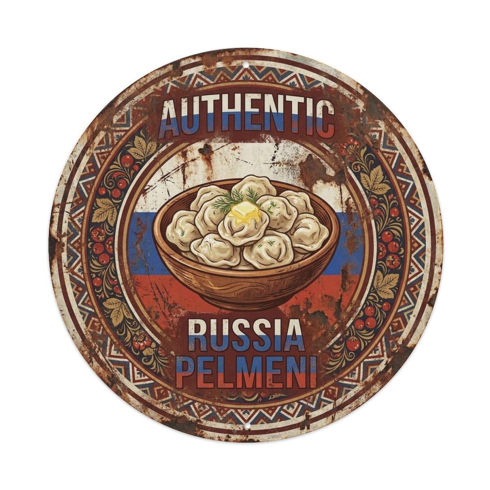 Russia Travel Pelmeni Russian Dumpling Dish Cuisine Metal Tin Sign
