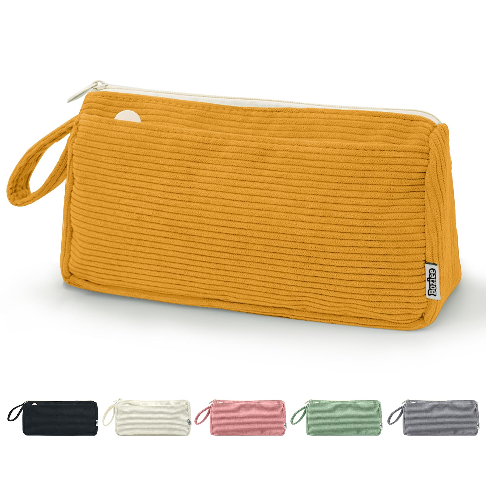 Boziee Corduroy Pencil Case, Large Capacity Pen Pouch, Stationery Organizer for School and Office, Suitable for Girls and Teenagers (Turmeric) — image 1