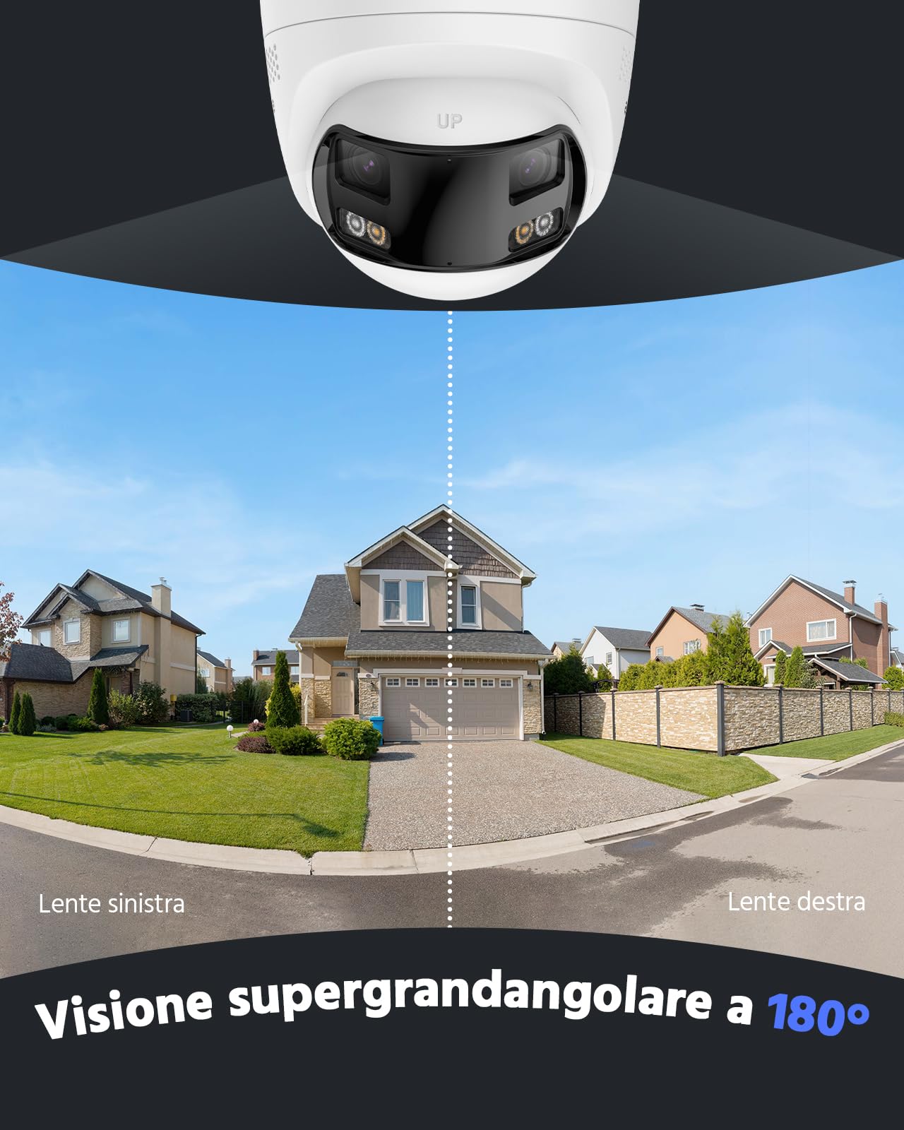 ANNKE FCD600 Telecamera PoE A Doppio Obiettivo 6MP – Visione 180° Con Rilevamento AI Di Persone E Veicoli, Notte A Colori E IR