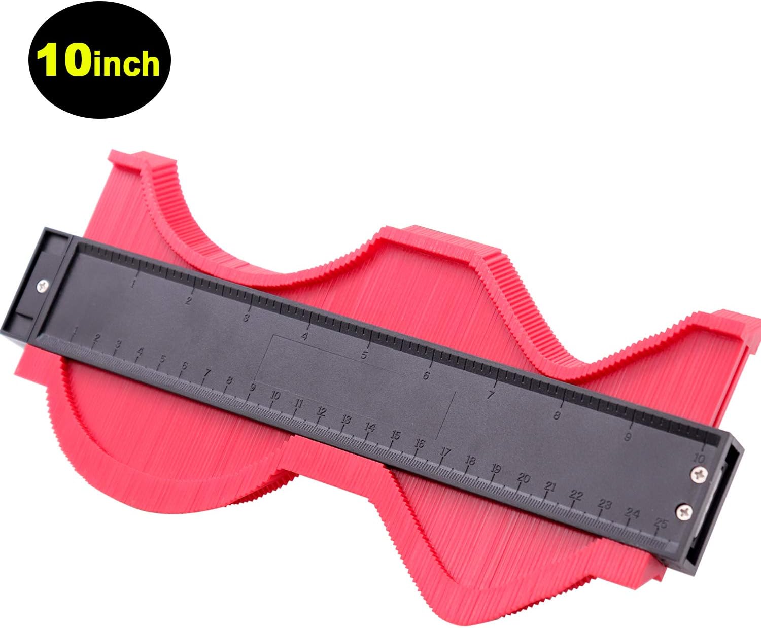 10in Contour Gauge Edge Shaping Measure Ruler Contour Duplicator for Tiling Laminate Woodworking Practical Tool (RED-10IN)