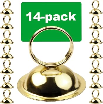 Gold Table Number Holders Photo Holders Place Card Holders Ring-Clip Menu Stand Menu Card Holder for Wedding RSVP Card Party Festival Decor14 Pack Gold Color