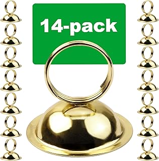 CNglam Gold Table Number Holders Photo Holders Place Card Holders Ring-Clip Menu Stand Menu Card Holder for Wedding RSVP Card Party Festival Decor(14 Pack) (Gold Color)