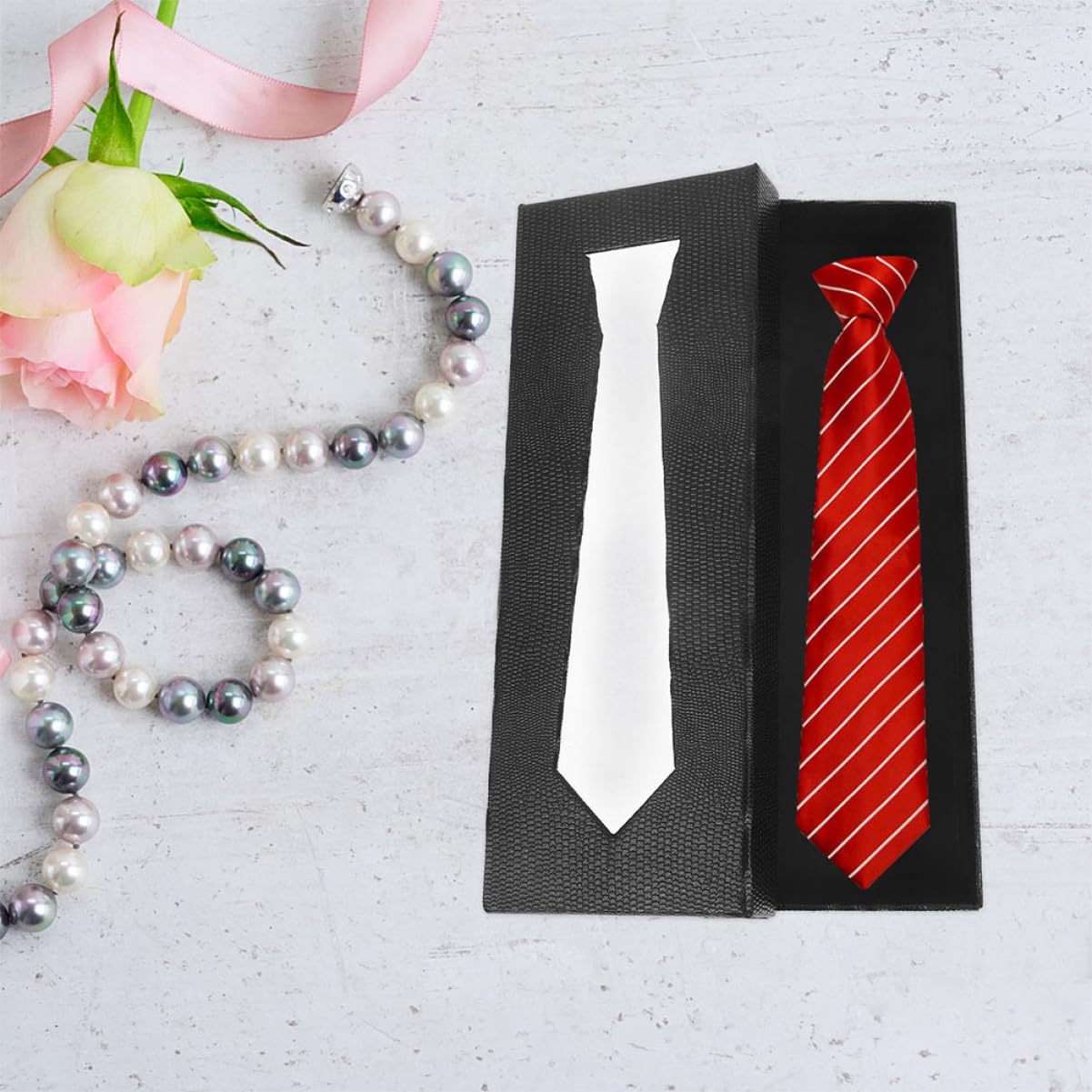 COLLBATH Schwarze Krawattenbox aus Karton 2 Stück-pack Kompakt und Stilvoll für Herren Elegante Geschenkverpackung für Reisen und Ordnung zu Hause