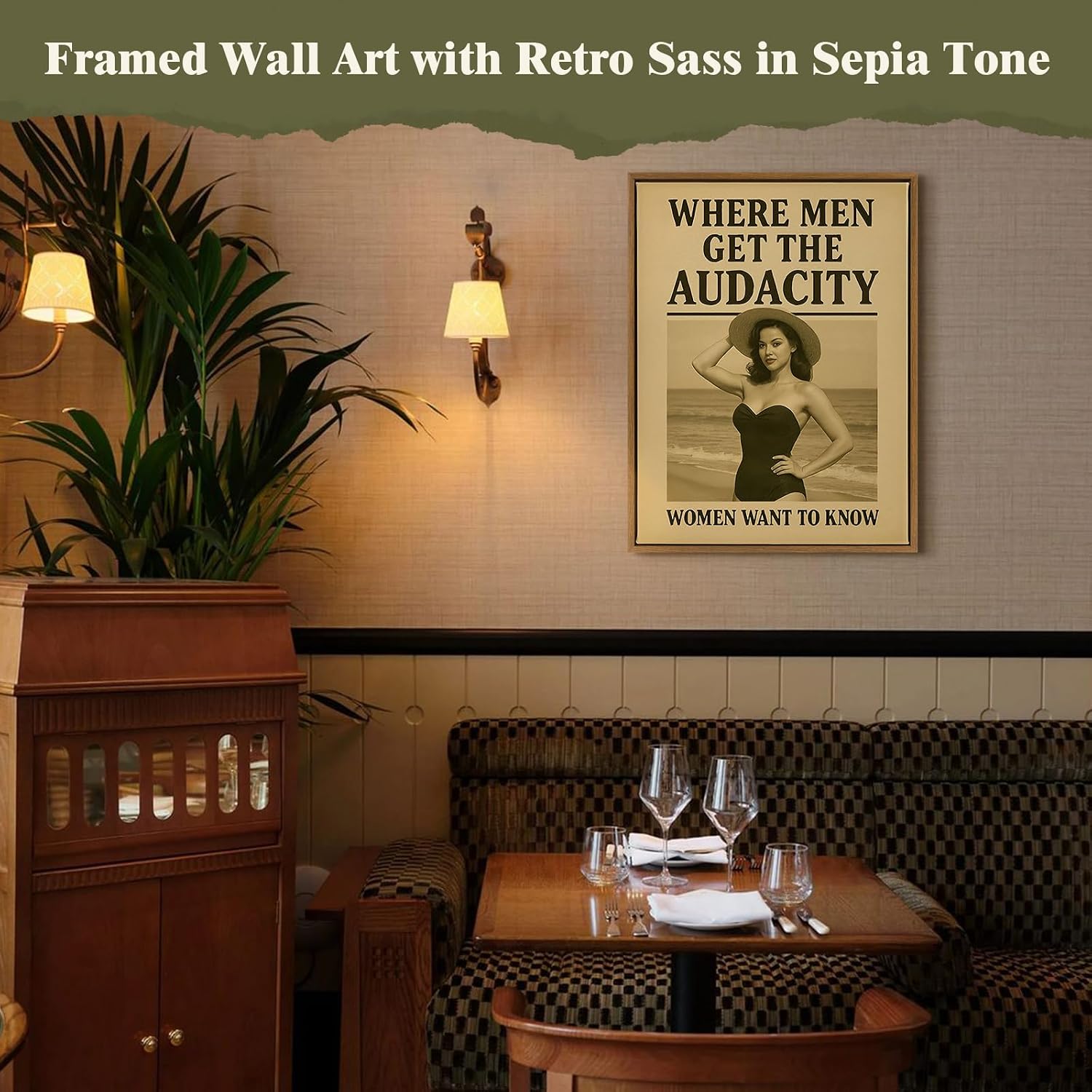 DAJONART Funny Frame Vintage Wall Art for Women, Framed Canvas Print “Where Men Get the Audacity”, Christmas Gift for Her, Bathroom or Dorm Decor, 12x16 image 5