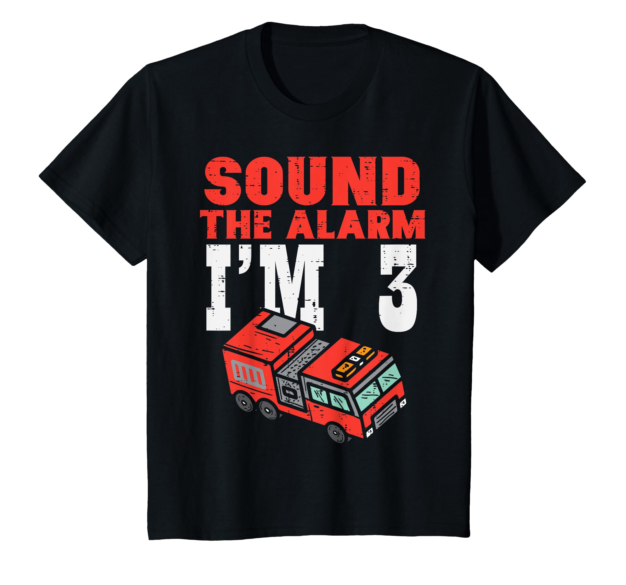 Kids Sound The Alarm Im 3 Fire Engine Truck 3rd Birthday Boys T-Shirt