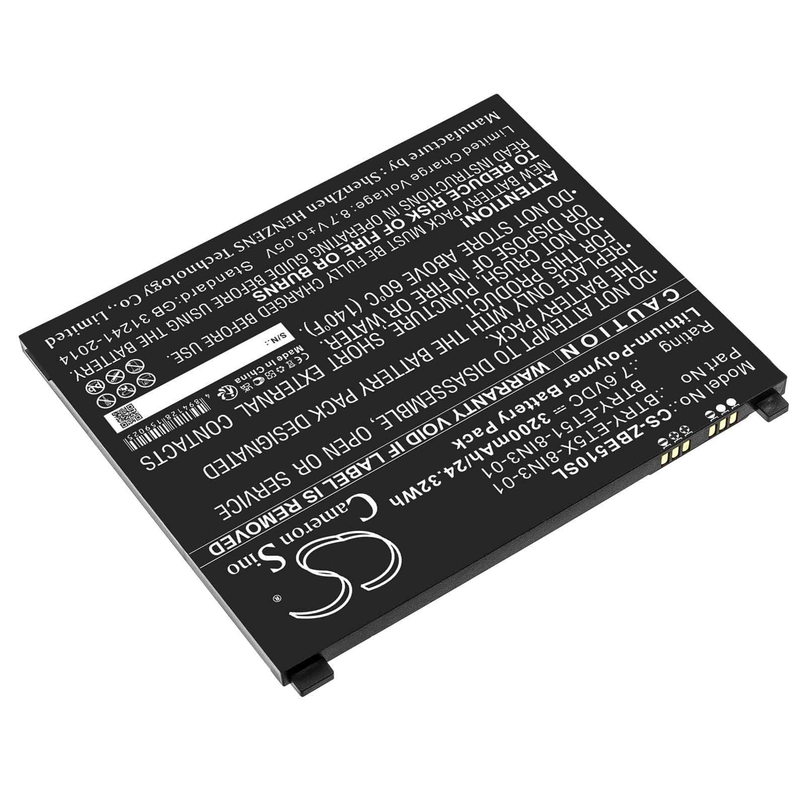 TECHTEK batería sustituye BTRY-ET51-8IN3-01, para BTRY-ET5X-8IN3-01 Compatible con [Zebra] ET51, ET51 Windows OS, ET51AE-W12E, ET51AT-W12E, ET51CE-G21E-00NA, ET56