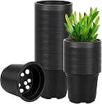 Augshy 150 Pcs 4" Black Plastic Plants Nursery Pot, Seed Starting Pots