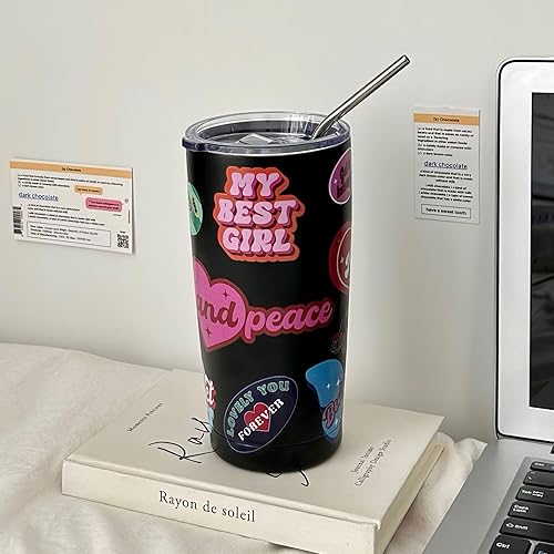 Miniatura 5 de RICHTRUE Vaso de café de acero inoxidable para mujer, bonita botella de agua, vasos de acero inoxidable, cosas preparadas (0.3 fl oz)