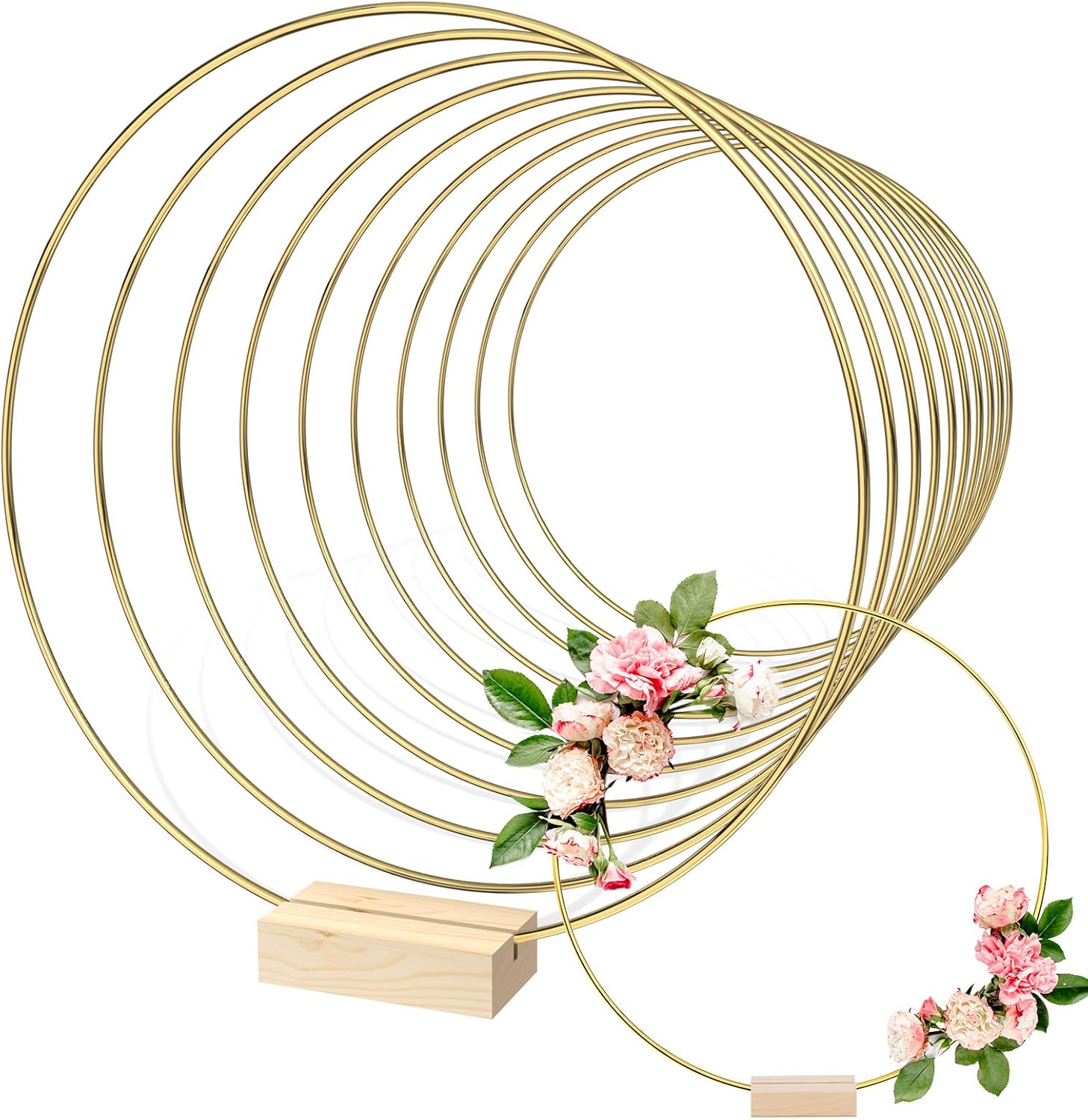 Sntieecr 10 PCS 25 cm Metal Floral Hoop Centerpiece for Table, Wreath ...