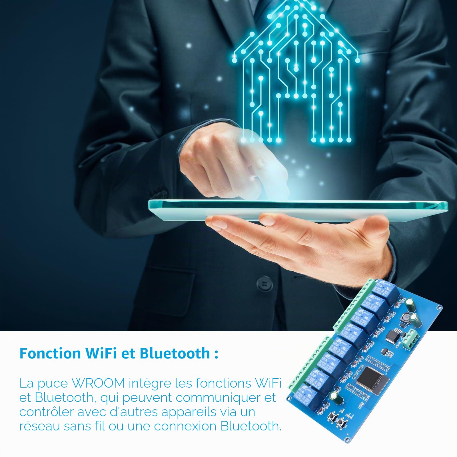 Binghe 8 Canaux ESP Module de Relais, DC5-30V Relais ESP WIFI Bluetooth 8 relais avec Carte de développement ESP-32-WROOM pour Carte de Développement Secondaire ESP（LC-Relay-ESP-32-8R-D5）