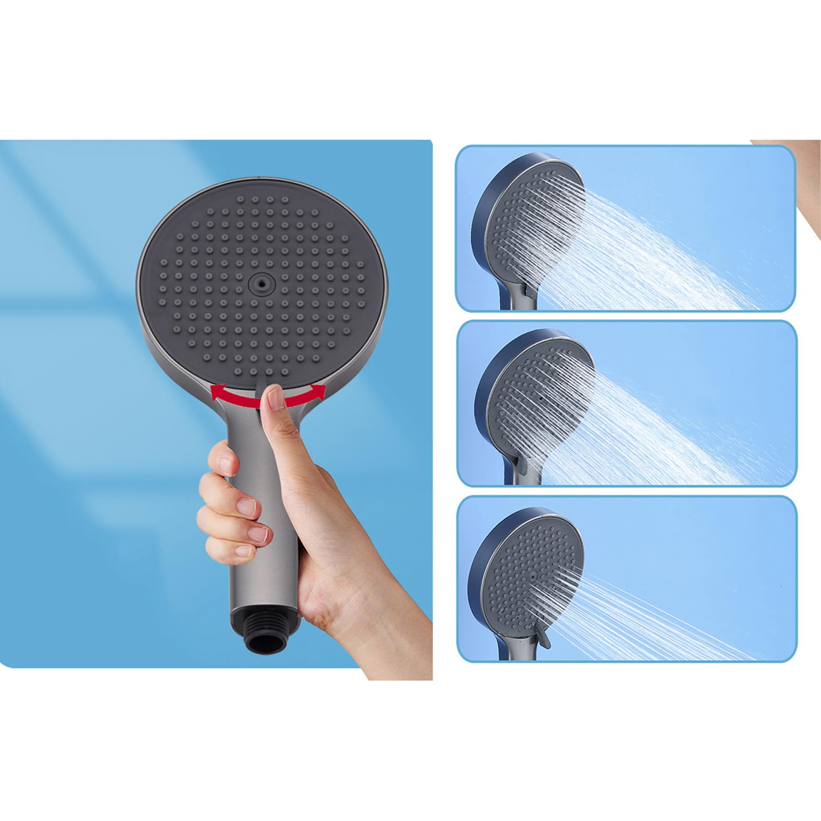 Ducha termostática, Cabezal de Ducha, Grifo de baño de Pared y Mezclador de Ducha, Cascada, grifos de 2 Funciones con Interfaz de Usuario Gris (Cromado).