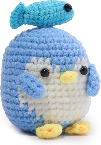 UOOU Kit de ganchillo, kit de ganchillo de pingüino para principiantes, tutoriales en video paso a paso, kit completo de animales de ganchillo, kit