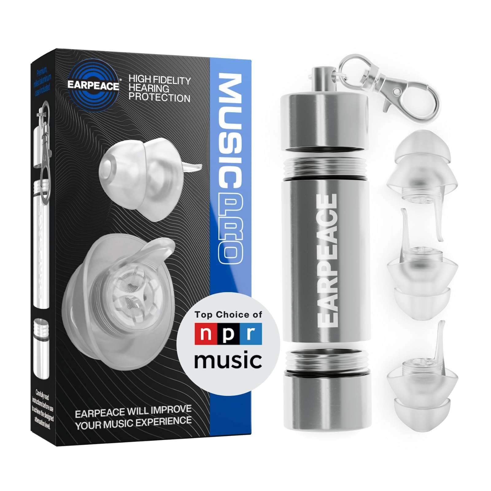 EarPeace Music PRO Ear Plugs for Music Live - Lightweight Safety Material - 6 Pack in 2 Sizes for Concerts, Live and Practice, Sound Reduction 20db, High Protection