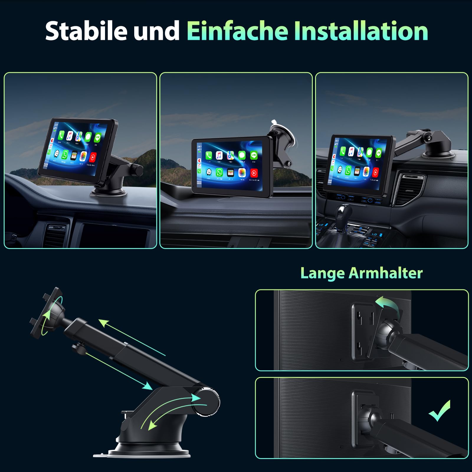 LAMTTO Pantalla Inalámbrica Carplay para Coche con Carplay y Android Auto Inalámbrico 7 Pulgadas Pantalla Coche Portátil Radio Car Play con Bluetooth/Mirror Link/Asistencia de Voz/Navegación/FM/AUX