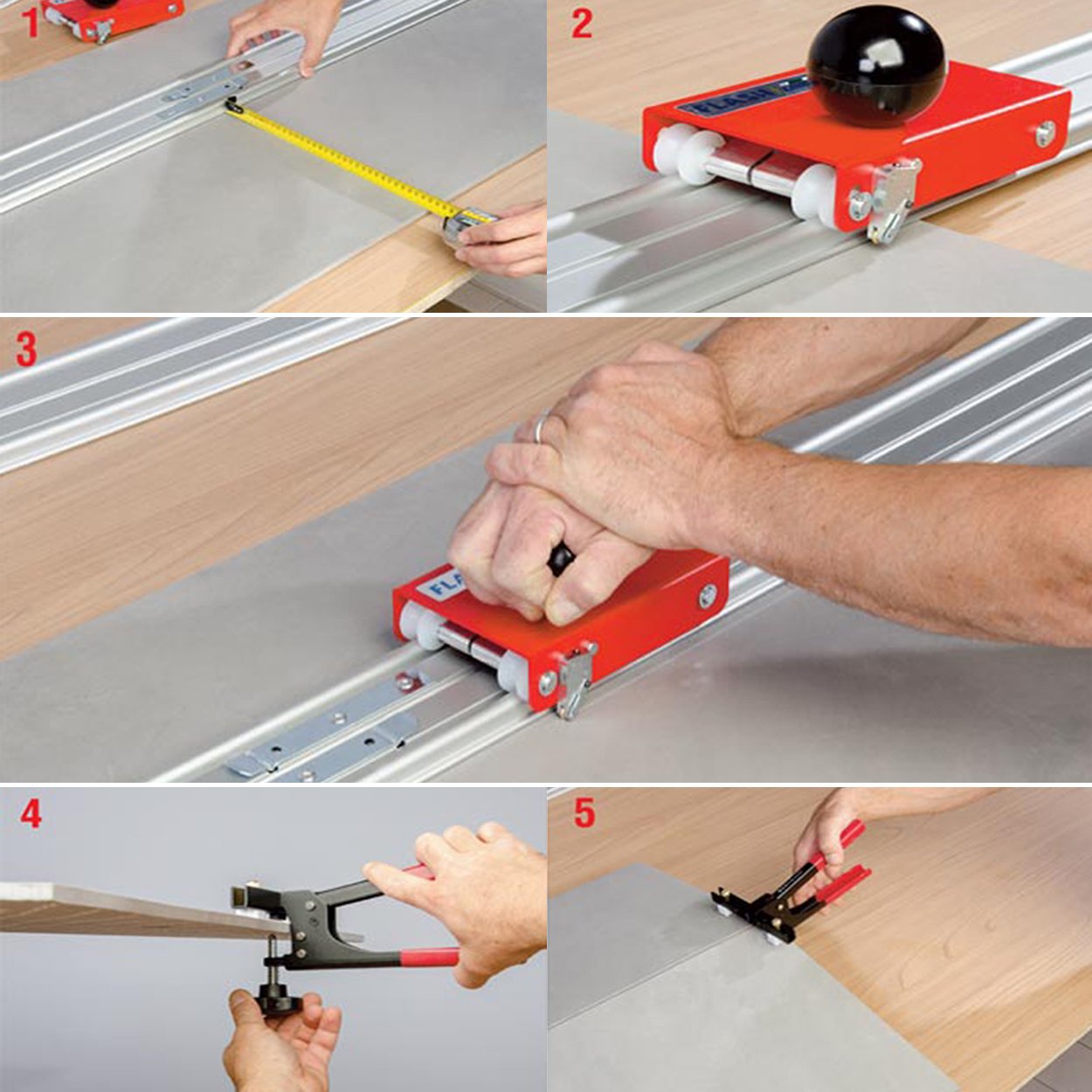 Kit Taglio Piastrelle 'Flash Line' Sistema Completo Di Taglio Per Piastrelle E Lastre In Gres Porcellanato Di Grandi Dimensioni. Il Kit Contiene: 3 Barre Da 120 Cm, 1 Dispositivo Di Spacco, 1 Carrello Con Rotella D'Incisione, 1 Sacca Per Il Trasporto. Agg