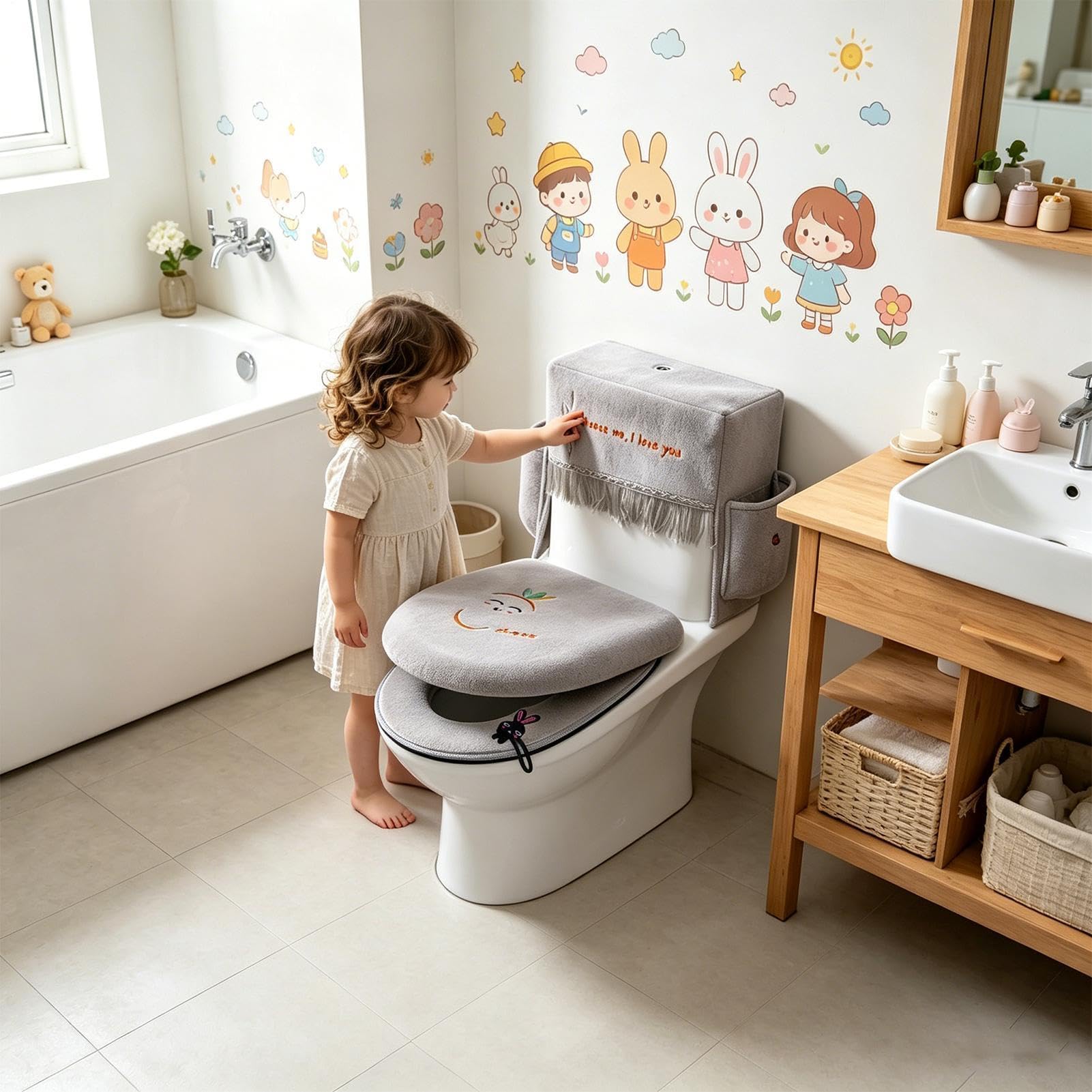 Toiletten-Deckel-Bezüge für das Badezimmer 3 Stücke Universelle Weiche