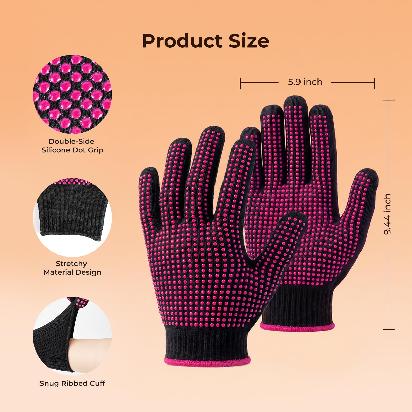 HTVRONT Hitzebeständige Handschuhe für Sublimation, 2 Stück, mit Silikon-Noppen