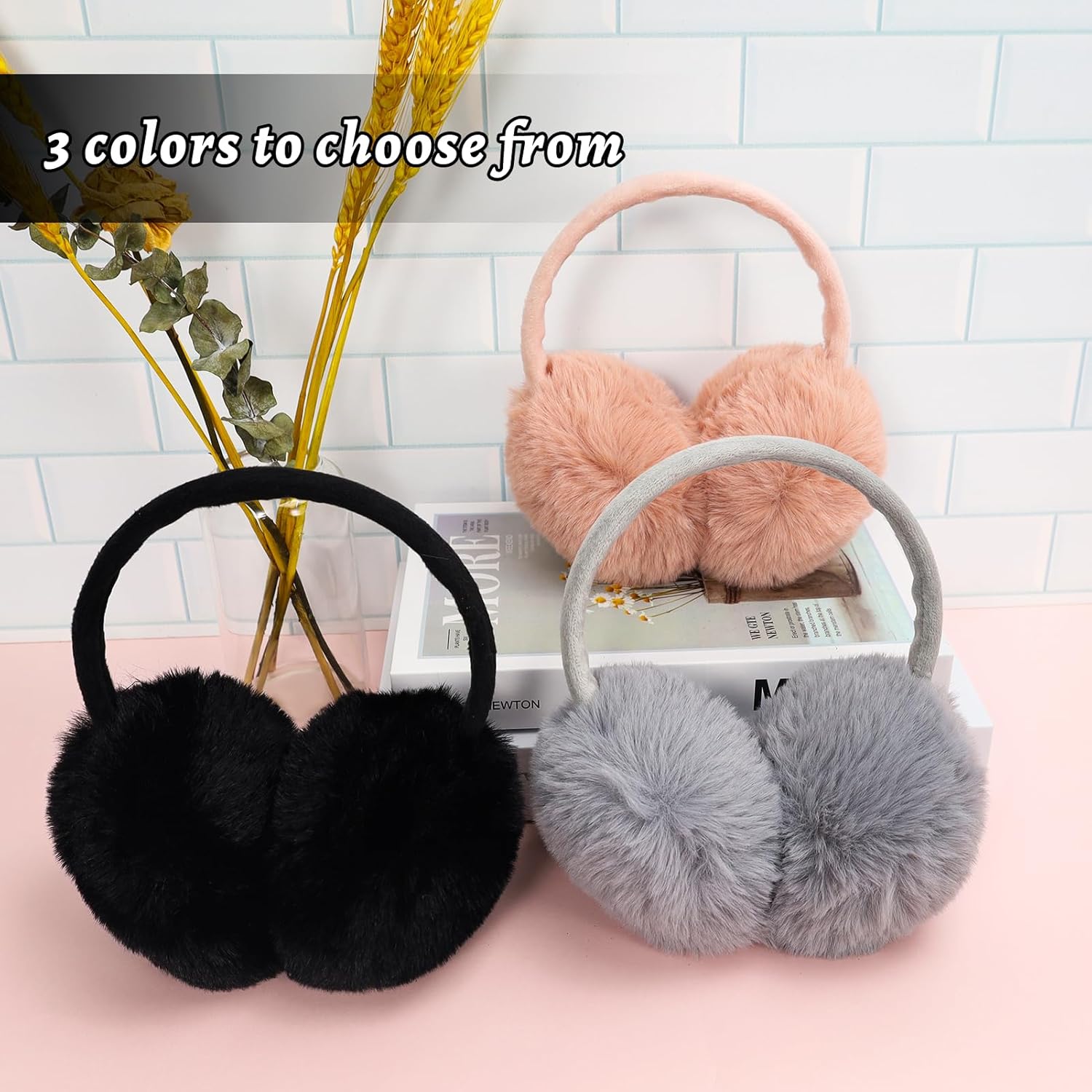 3 PCS Adjustable Winter Ear Muffs Faux Fur Warmers Cute Fuzzy Earmuffs Soft Warm Ear Covering for Women Girls - Image 4