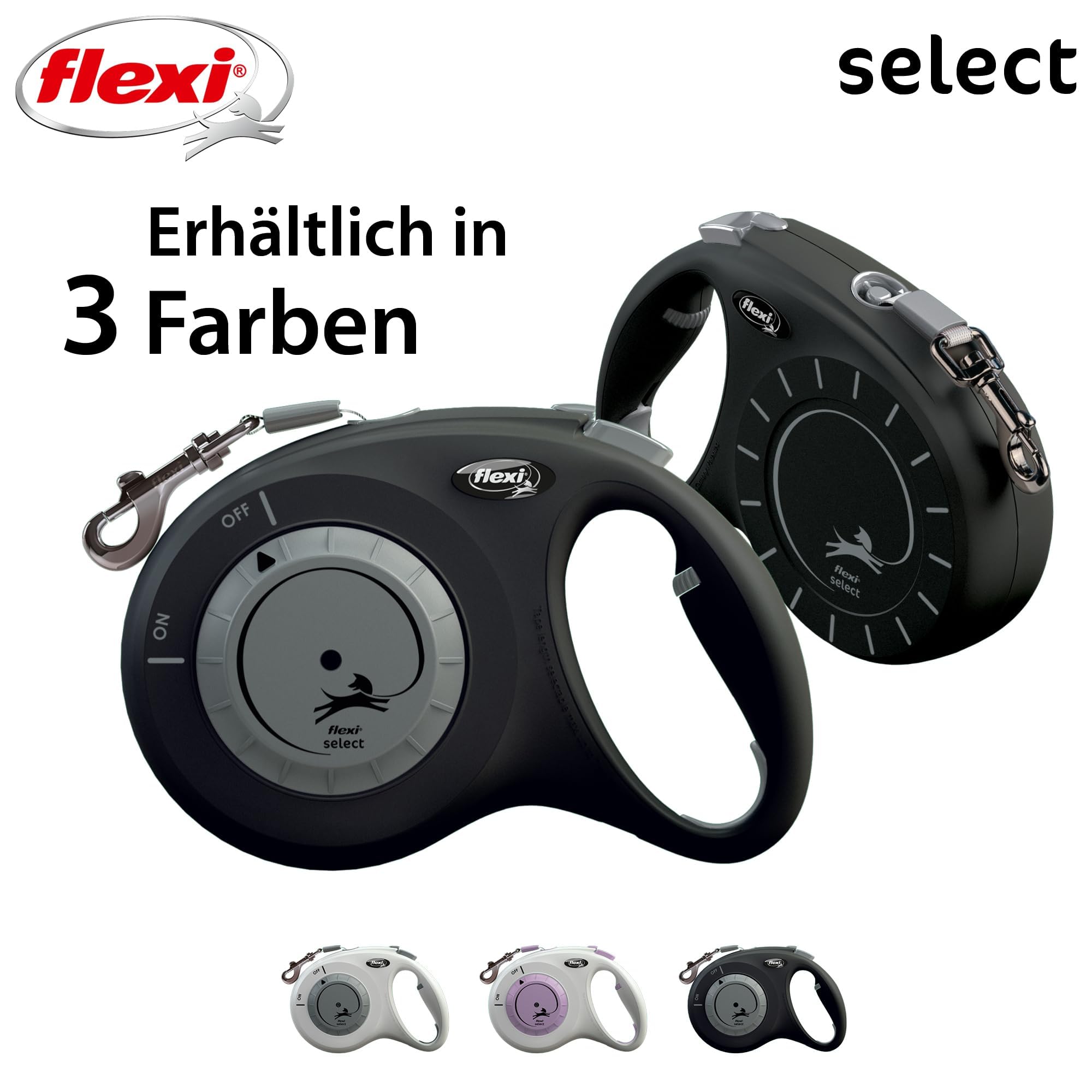 flexi® Select pas 7 m czarny dla psów do 25 kg