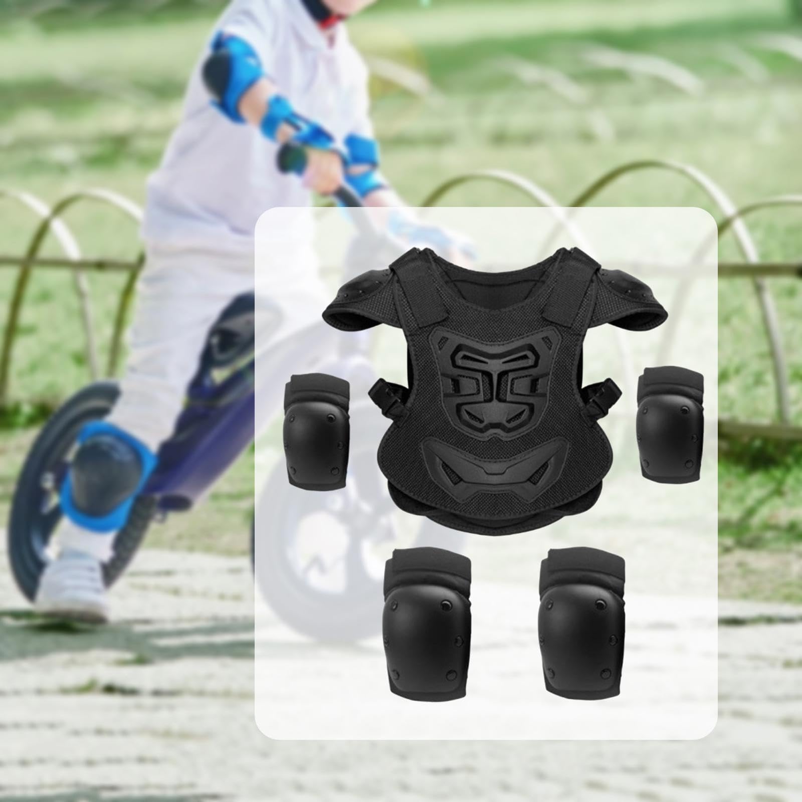 5 Pezzi Pettorina Protettiva Bambino Armatura da Motocross con Ginocchiere E Gomitiere Design Regolabile per vestibilità Comoda Adatto per Motociclis