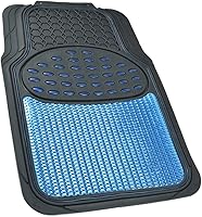 Vista 2 de Tapetes de caucho metálicos BDK para automóvil, SUV y camión - Protección resistente semiajustable de 2 colores, Azul