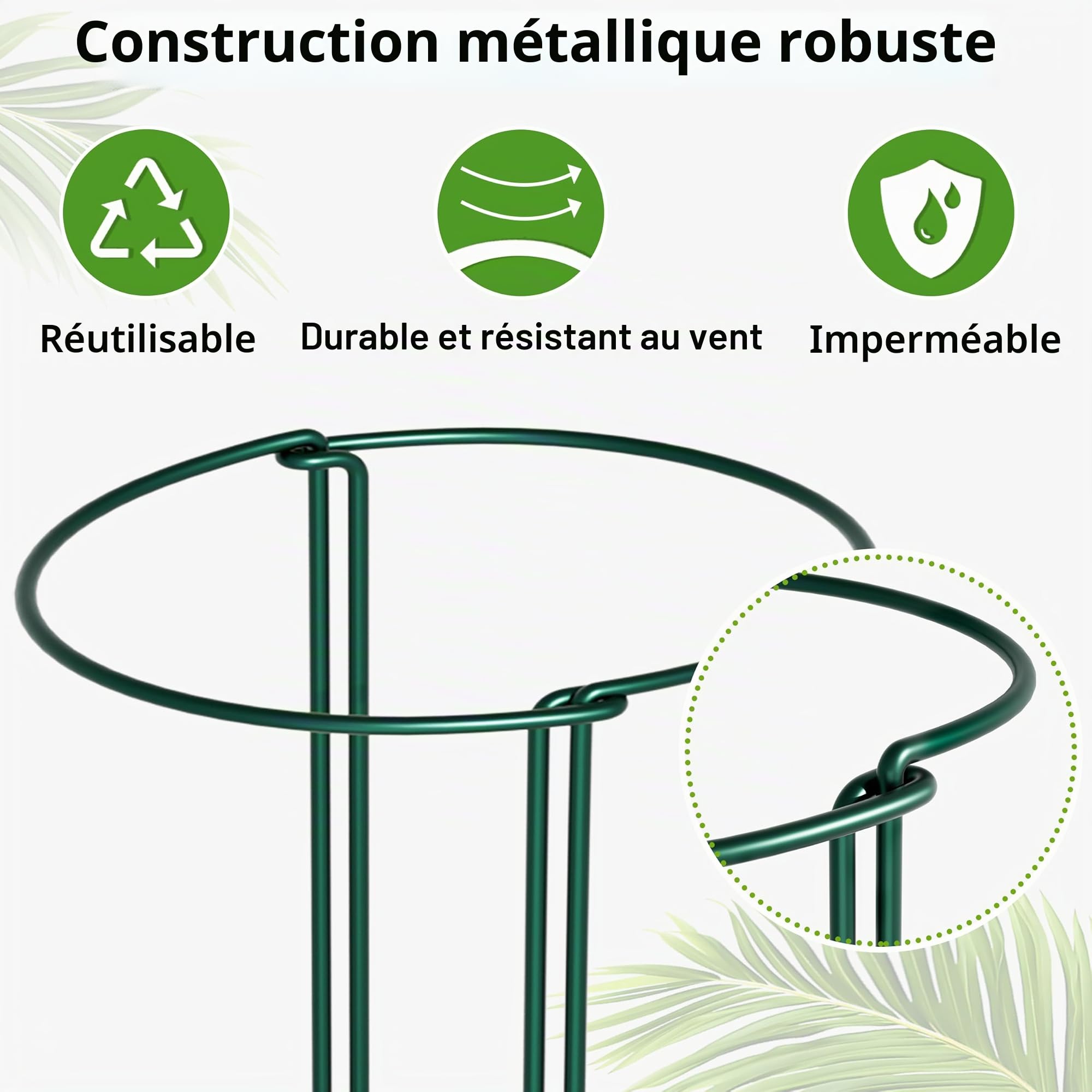 Lot de 10 Tuteurs pour Plantes 25x60cm - Tuteur Plante Polyvalent, Support Solide pour Tuteur Pivoine, Tuteur Rosier et Tuteur Tomate, Intérieur et Extérieur