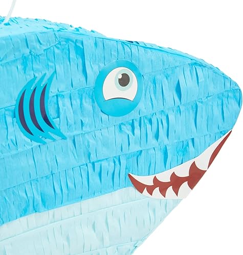 Miniatura 6 de BLUE PANDA Piñata de tiburón, piñata de pez con temática oceánica, decoraciones de cumpleaños de tiburón, decoración de fiesta bajo el mar (pequeña,