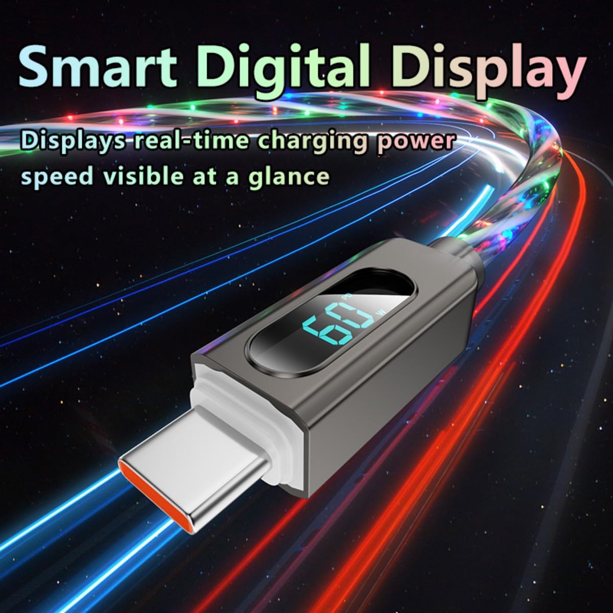 Light Up USB-C Cable 2Pack 6.6ft LED Charger RGB USBC to USBC Charging Cord image 2